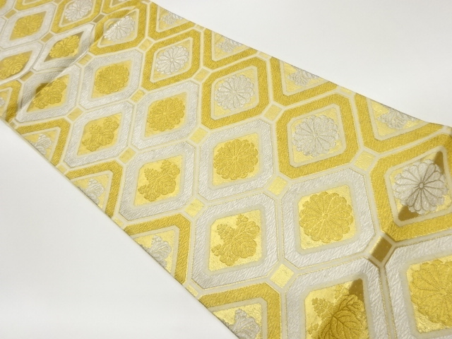 蜀江文に桐・菊模様織出し袋帯